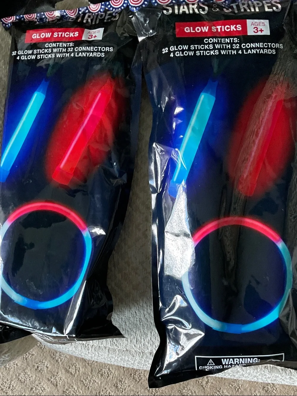 Patriotic Red White & Blue Gnome, glow sticks and Bird Party Set